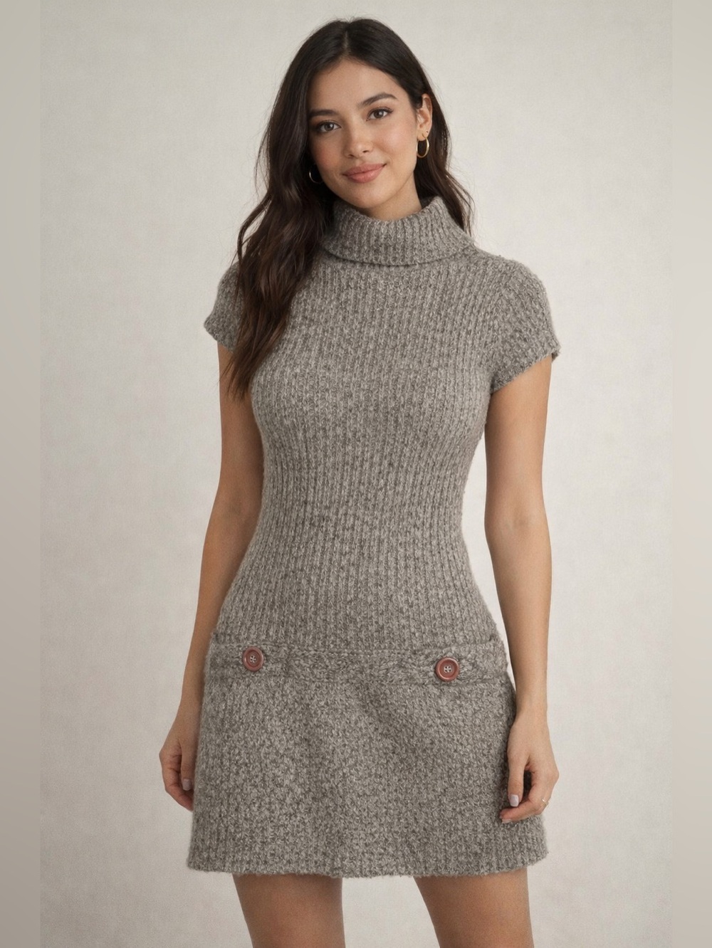YJ Always Sweater Dress Medium Knit Turtleneck Bodycon Cozy Mini Dress